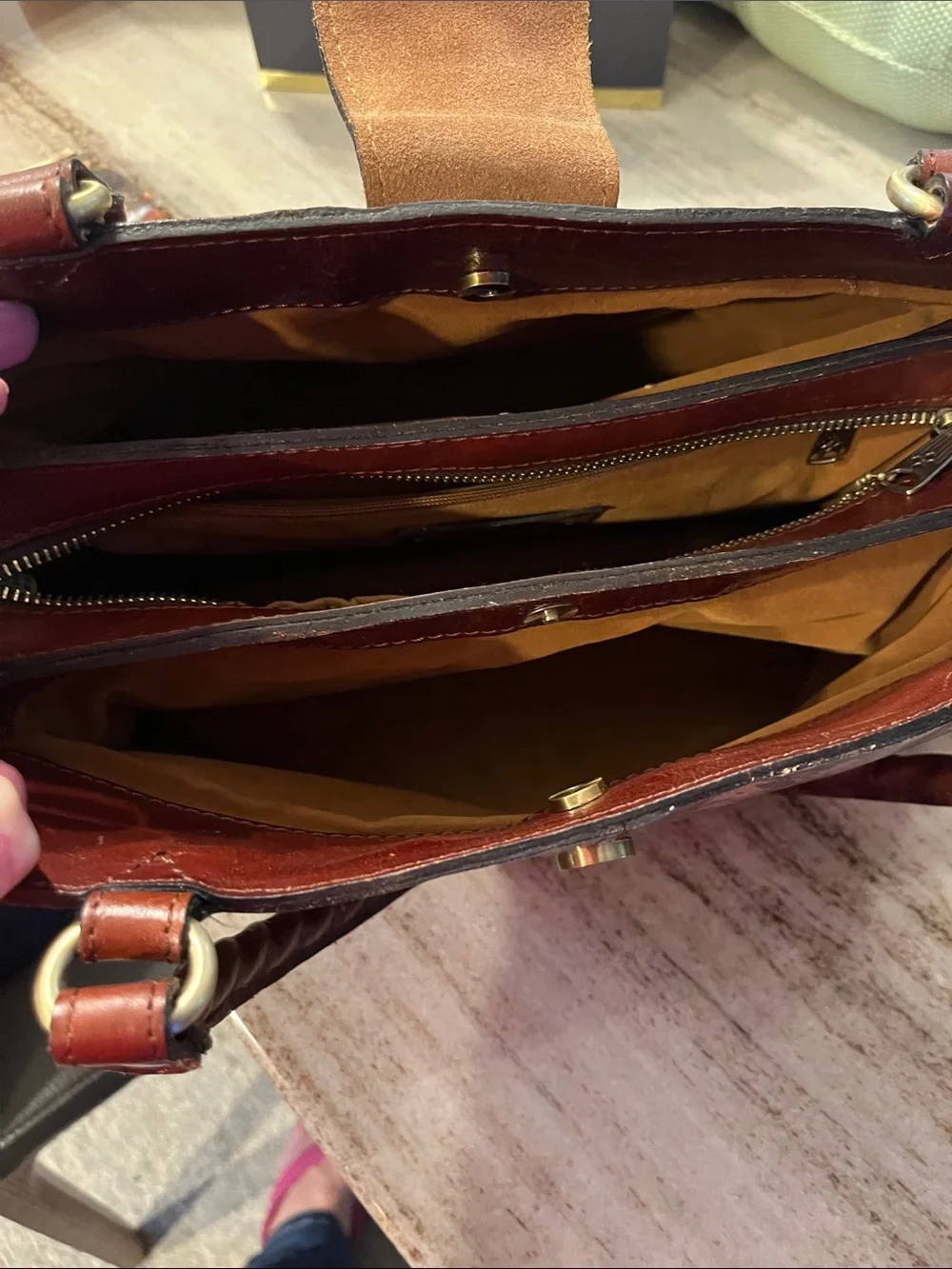 Patricia Nash Floral Print Shoulder Satchel in Brown with Tassel Accent w/wallet